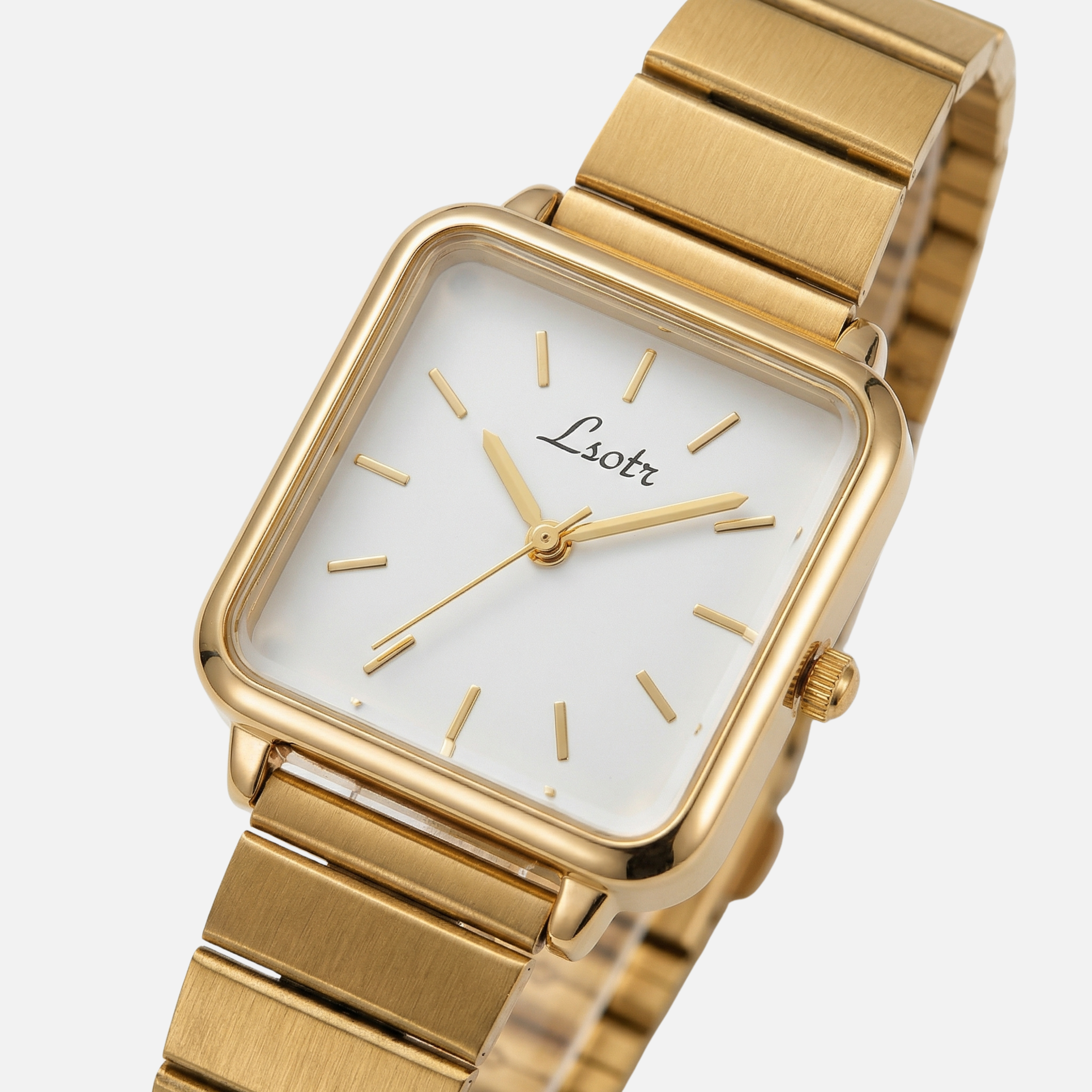 Square Dial Watch with Stainless Steel Strap for Women