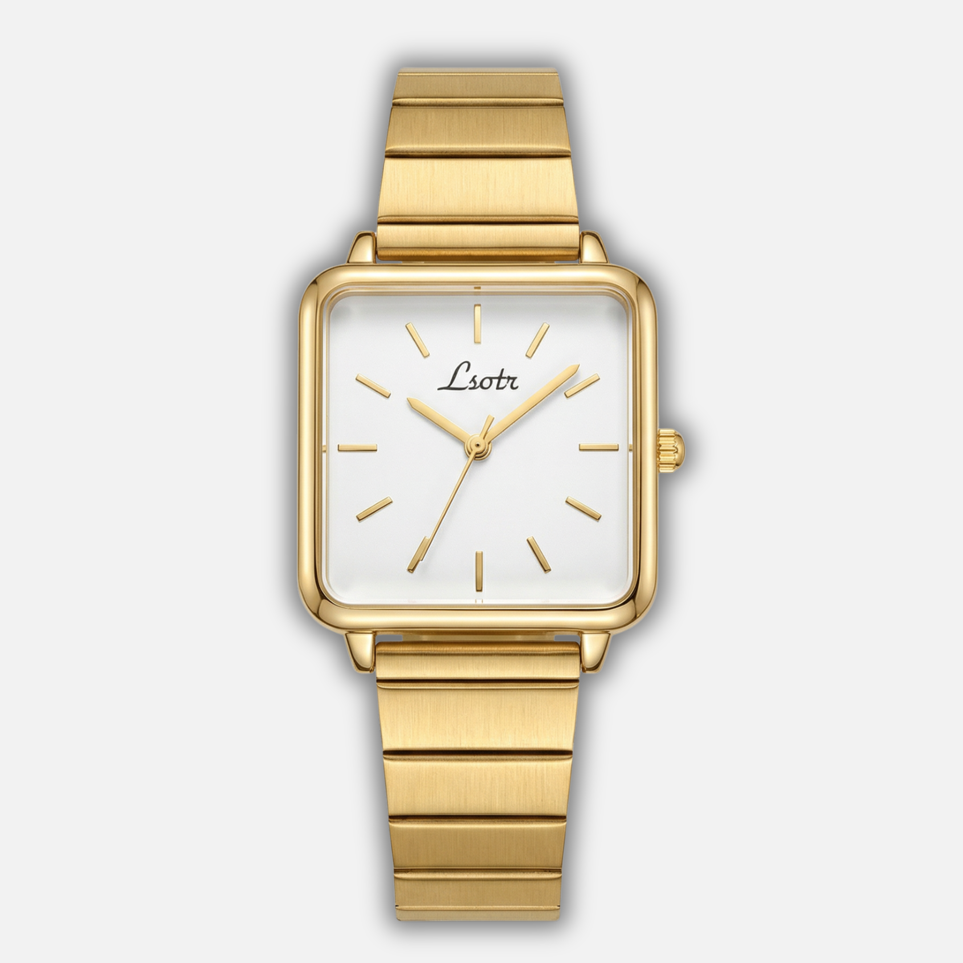 Square Dial Watch with Stainless Steel Strap for Women