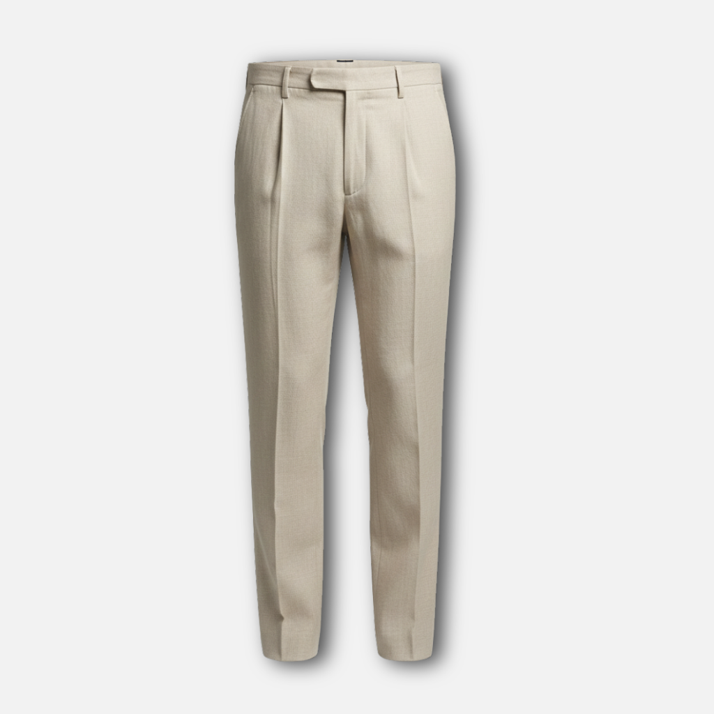 Straight Cut Suit Trousers with Subtle Pinstripe Pattern for Men