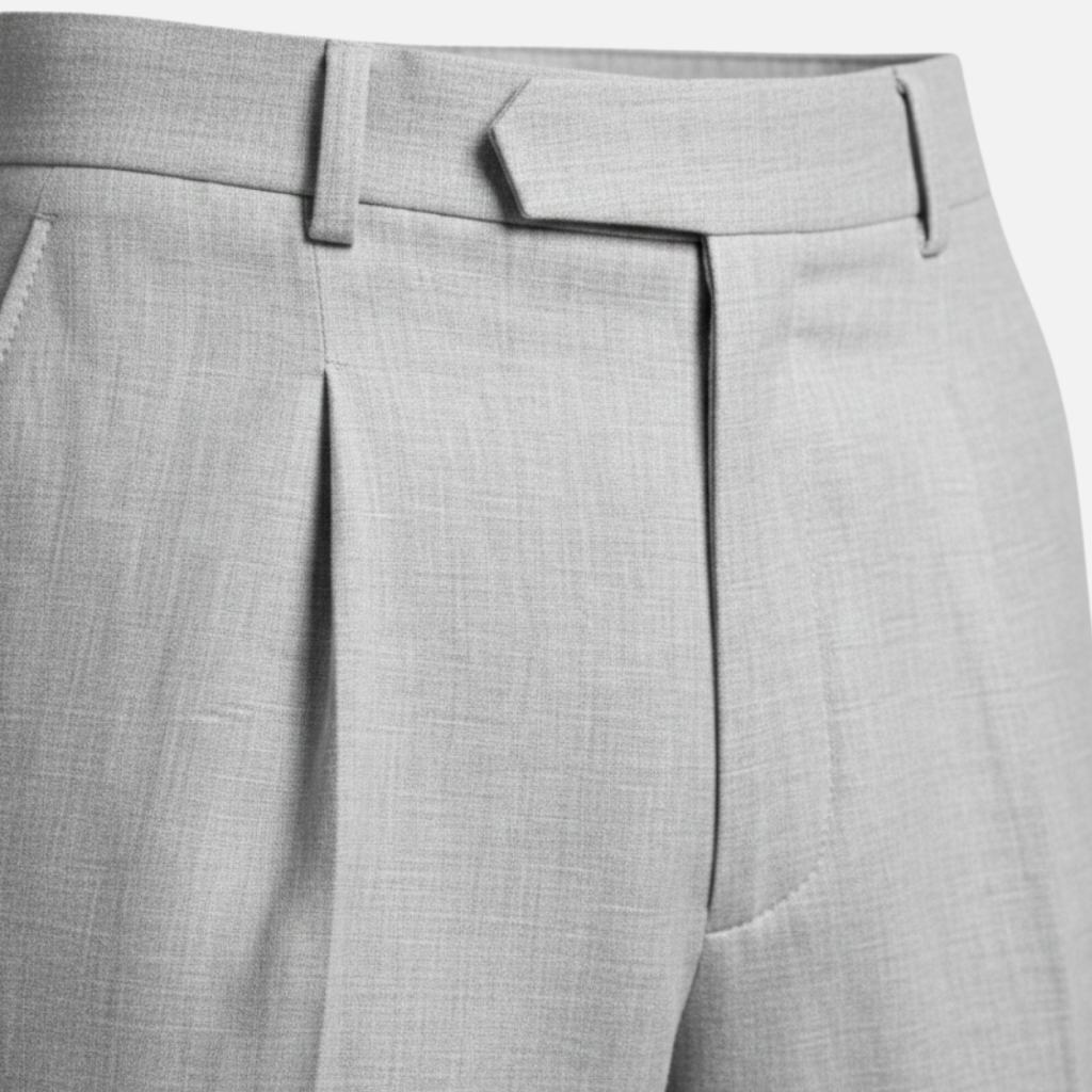 Straight Cut Suit Trousers with Subtle Pinstripe Pattern for Men