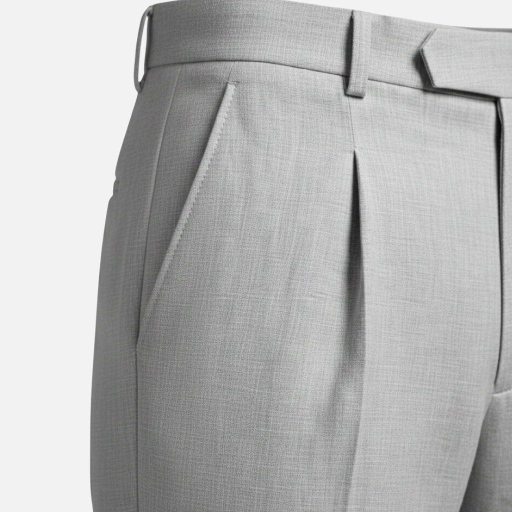 Straight Cut Suit Trousers with Subtle Pinstripe Pattern for Men
