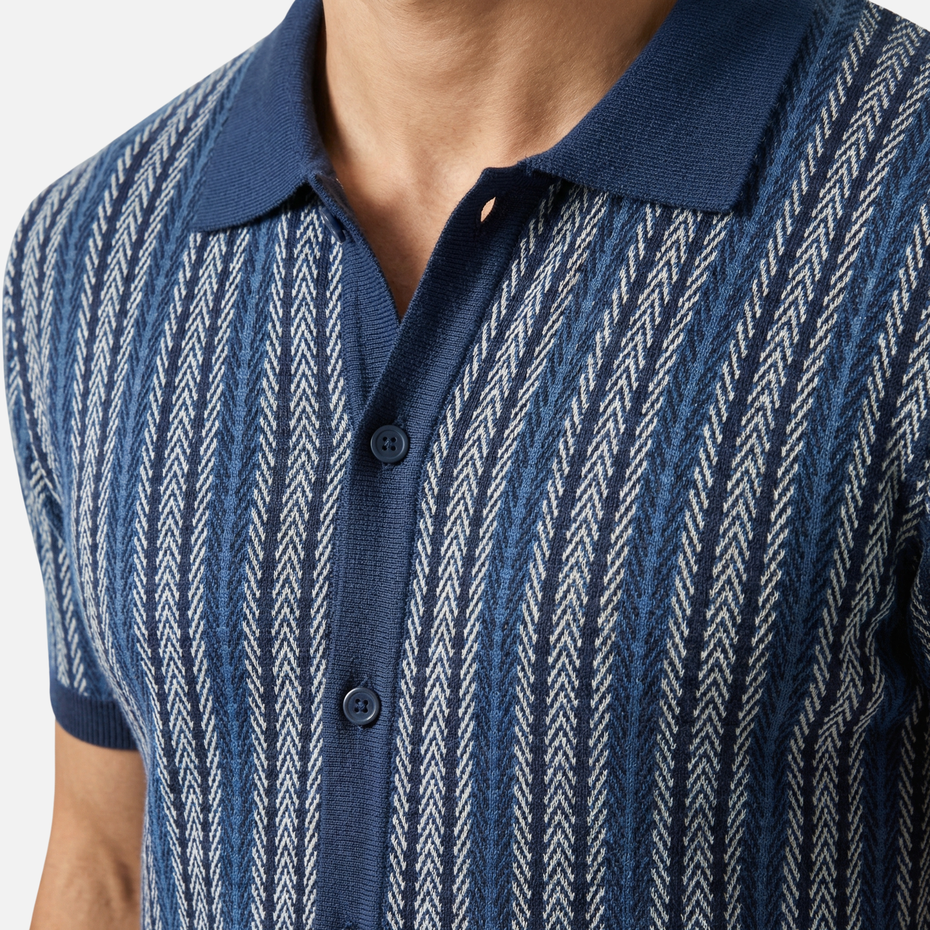 Striped Button-Down Shirt with Short Sleeves for Men