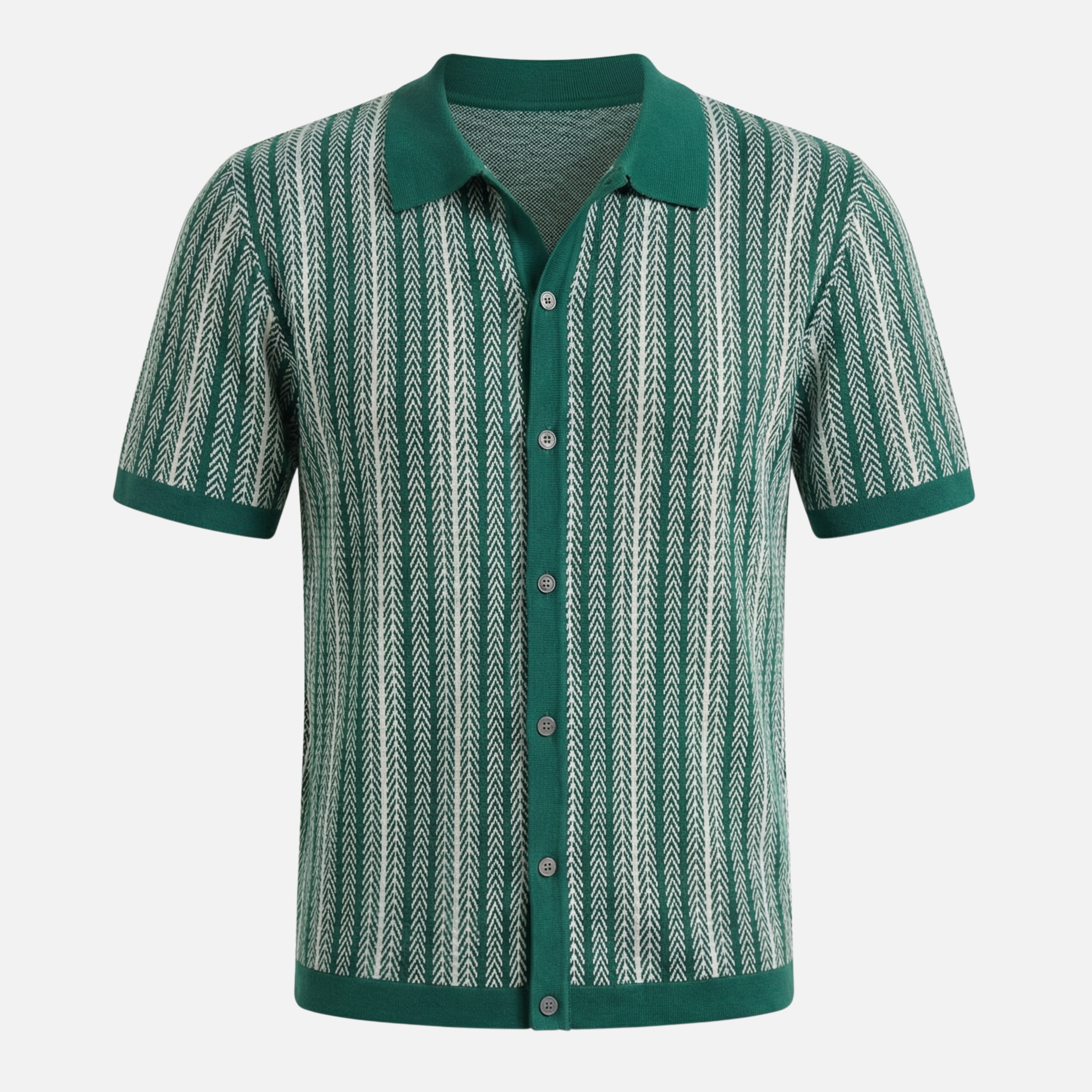 Striped Button-Down Shirt with Short Sleeves for Men