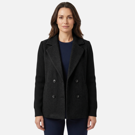 Structured Blazer with Knit Sleeves for Women