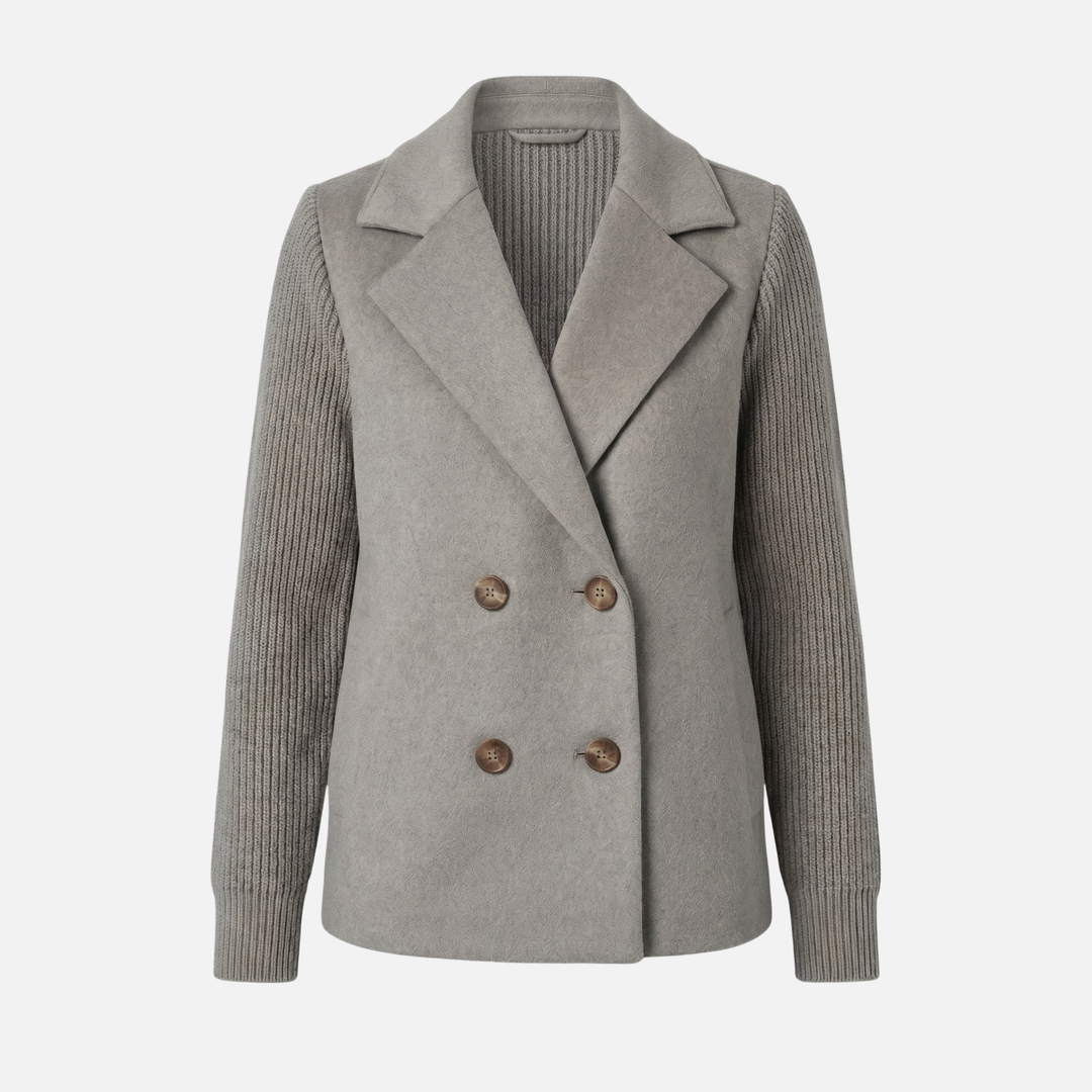 Structured Blazer with Knit Sleeves for Women
