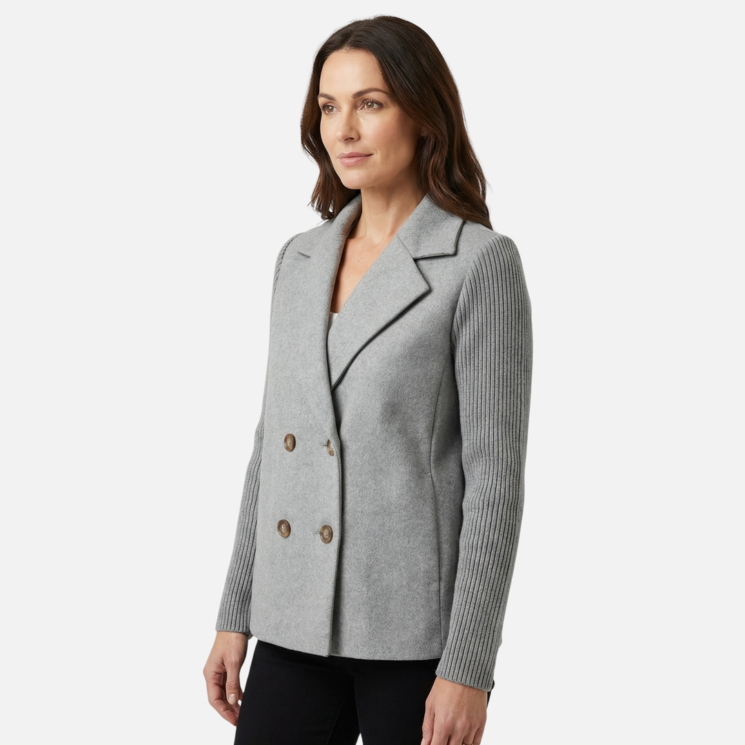 Structured Blazer with Knit Sleeves for Women