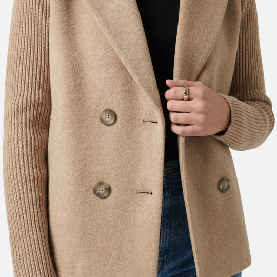 Structured Blazer with Knit Sleeves for Women