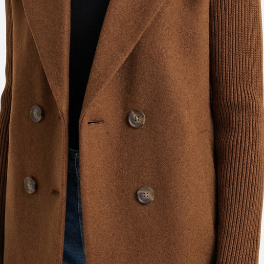 Structured Blazer with Knit Sleeves for Women