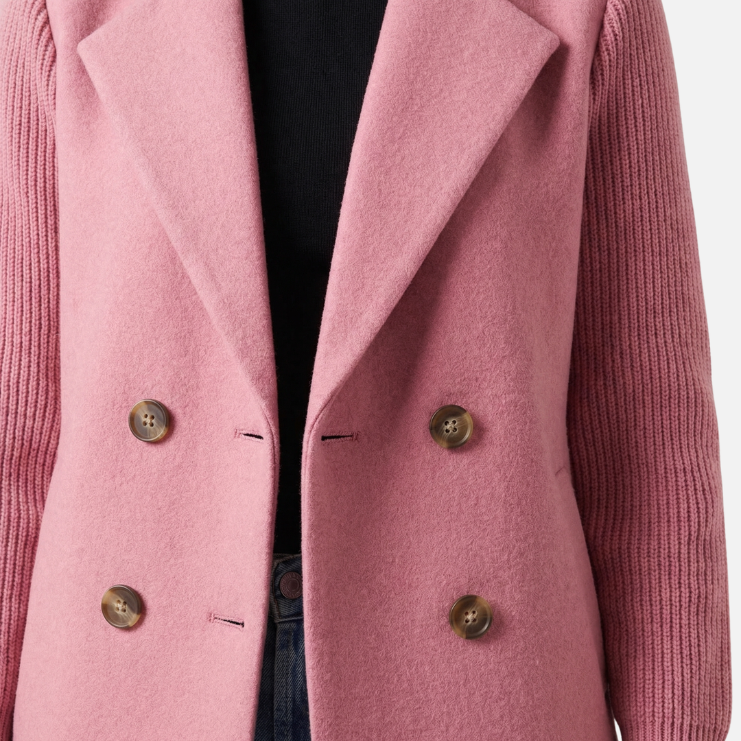 Structured Blazer with Knit Sleeves for Women