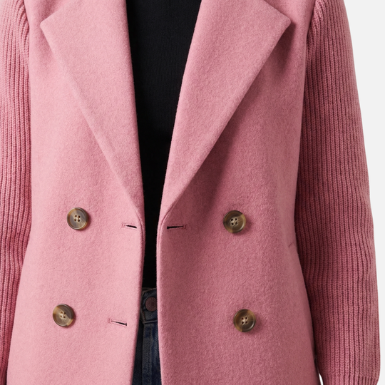 Structured Blazer with Knit Sleeves for Women