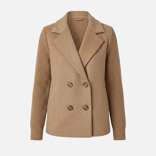 Structured Blazer with Knit Sleeves for Women