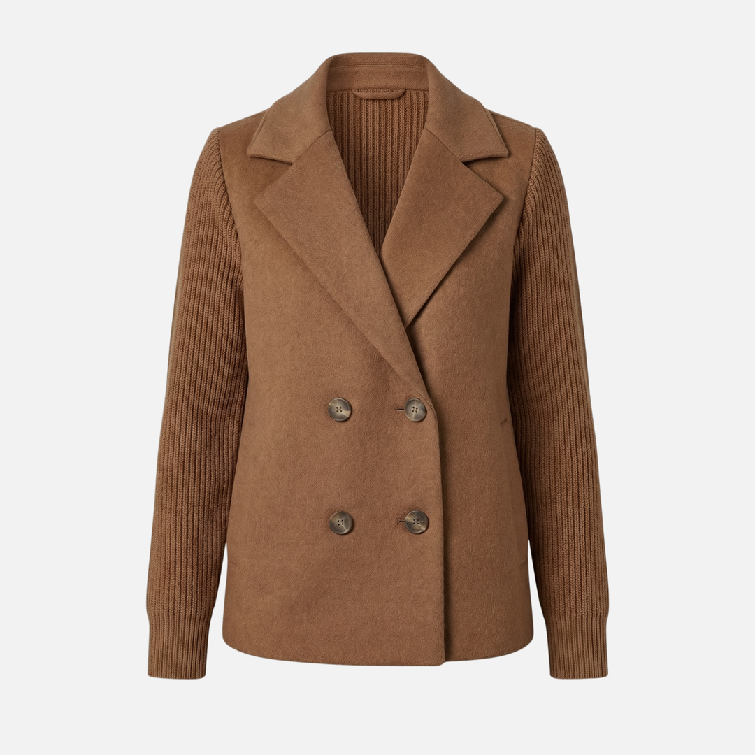 Structured Blazer with Knit Sleeves for Women
