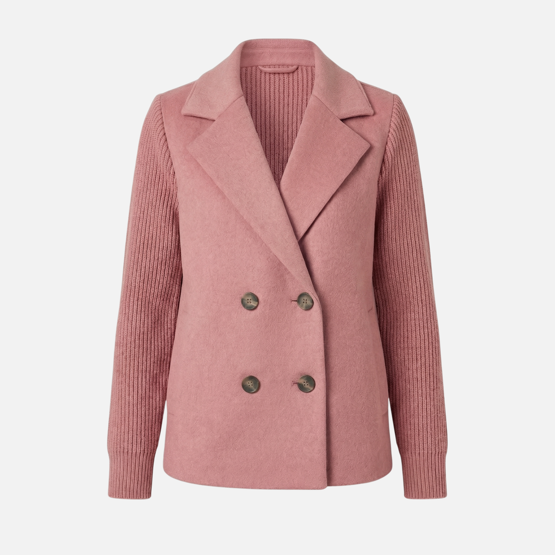 Structured Blazer with Knit Sleeves for Women