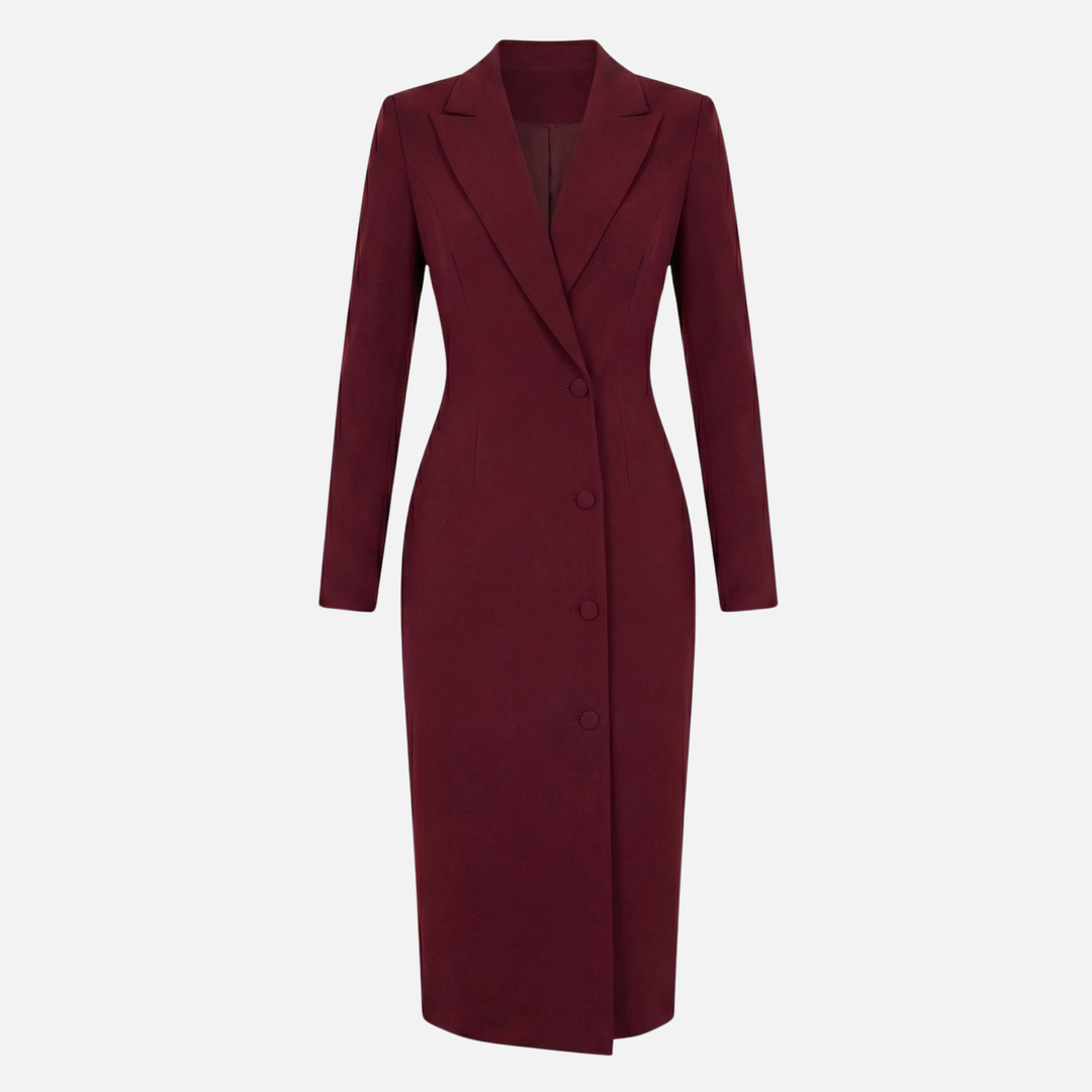 Structured Midi Dress with Tonal Buttons for Women