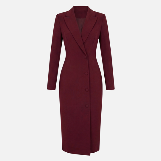 Structured Midi Dress with Tonal Buttons for Women