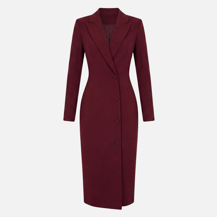 Structured Midi Dress with Tonal Buttons for Women