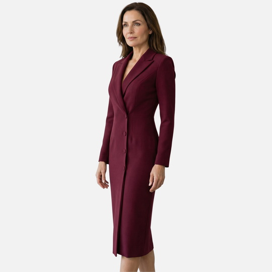 Structured Midi Dress with Tonal Buttons for Women