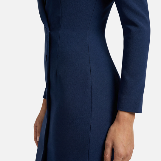 Structured Midi Dress with Tonal Buttons for Women