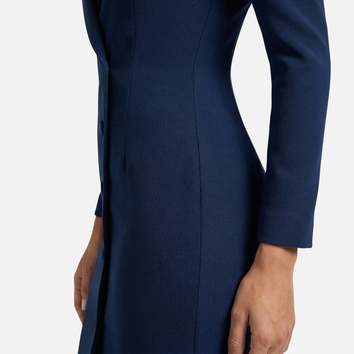 Structured Midi Dress with Tonal Buttons for Women