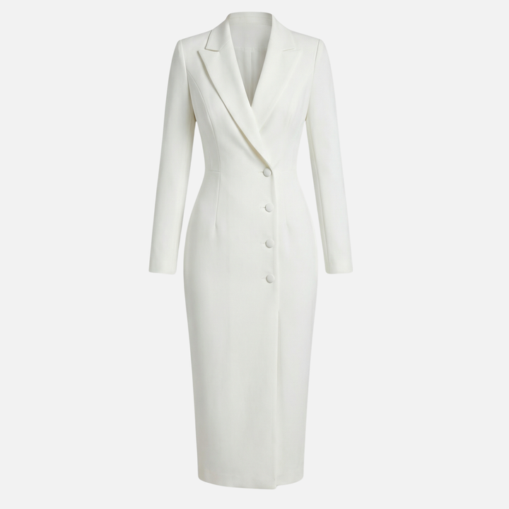 Structured Midi Dress with Tonal Buttons for Women