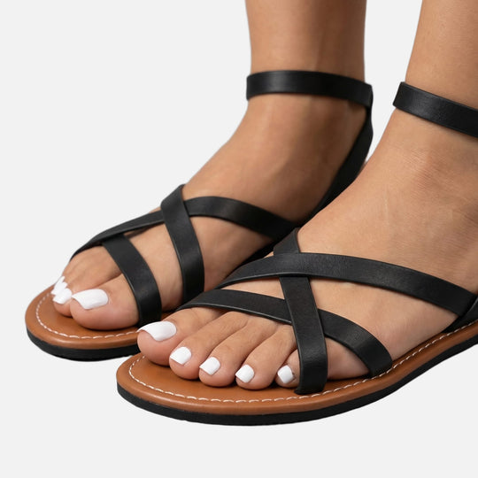 Summer Casual Strappy Sandals with Ankle Buckle for Women