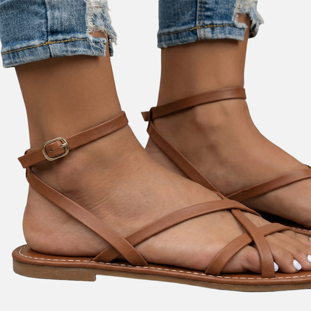 Summer Casual Strappy Sandals with Ankle Buckle for Women