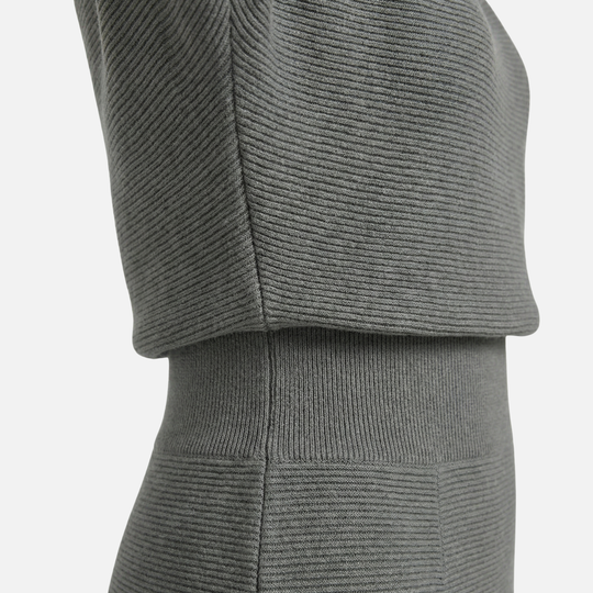 Textured Knit Midi Dress with Batwing Sleeves for Women