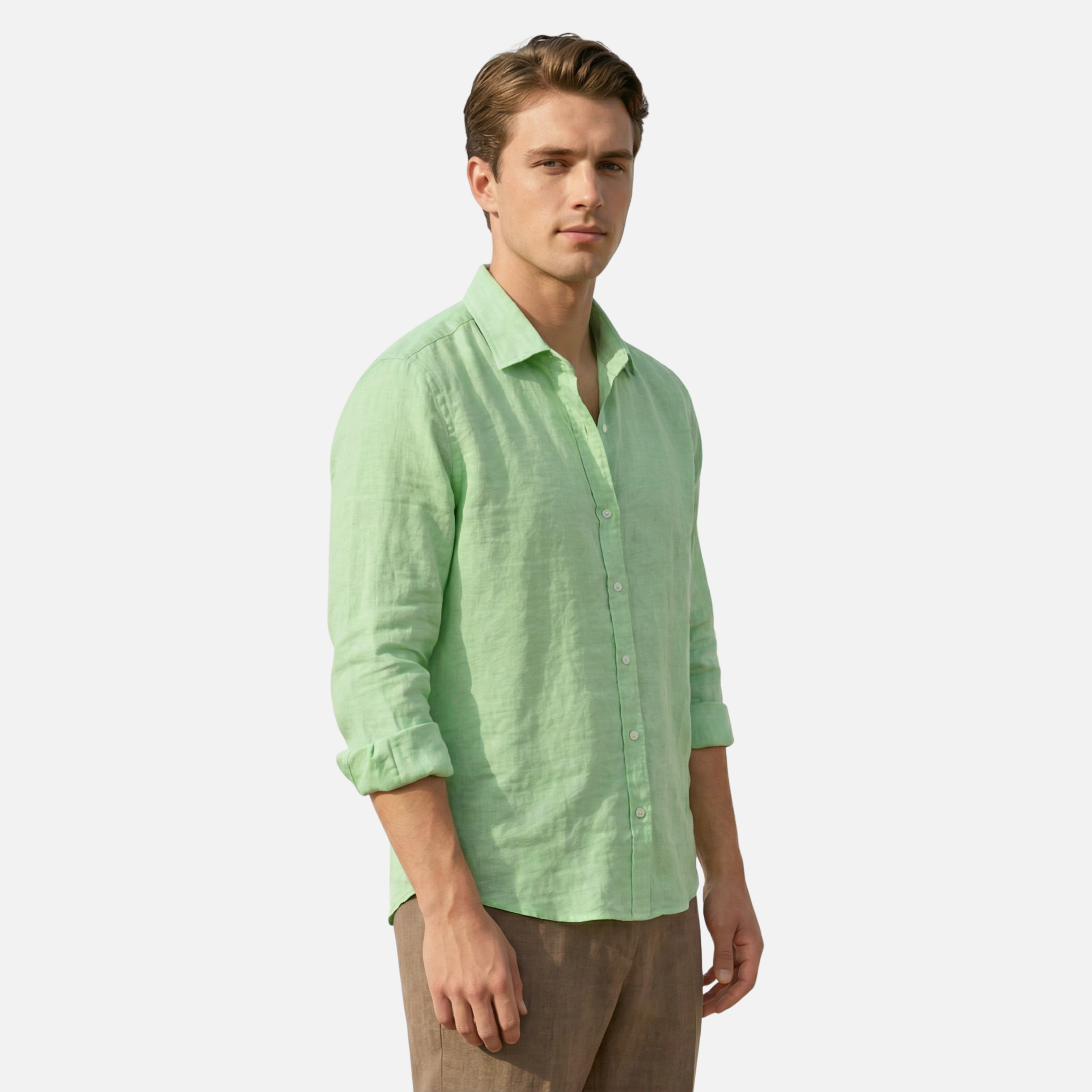 Men’s Linen Heritage Shirt with Buttoned Cuffs