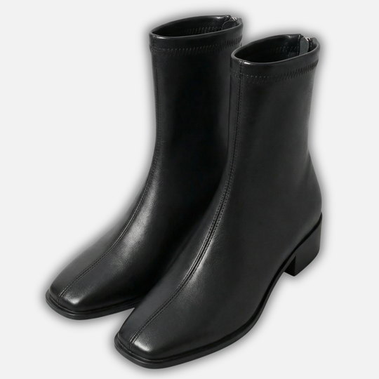 Women’s Square-Toe Ankle Boots with Side Zipper