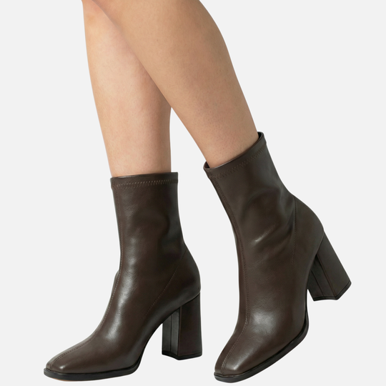 Women’s Square-Toe Ankle Boots with Side Zipper