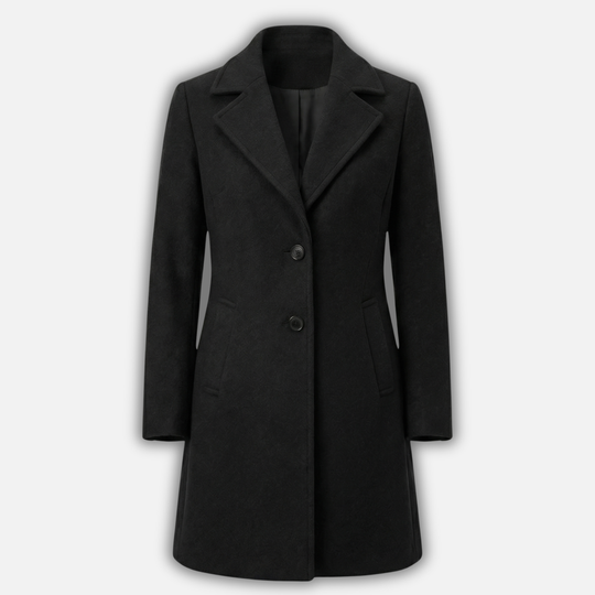 Women’s Longline Buttoned Coat with Notched Collar