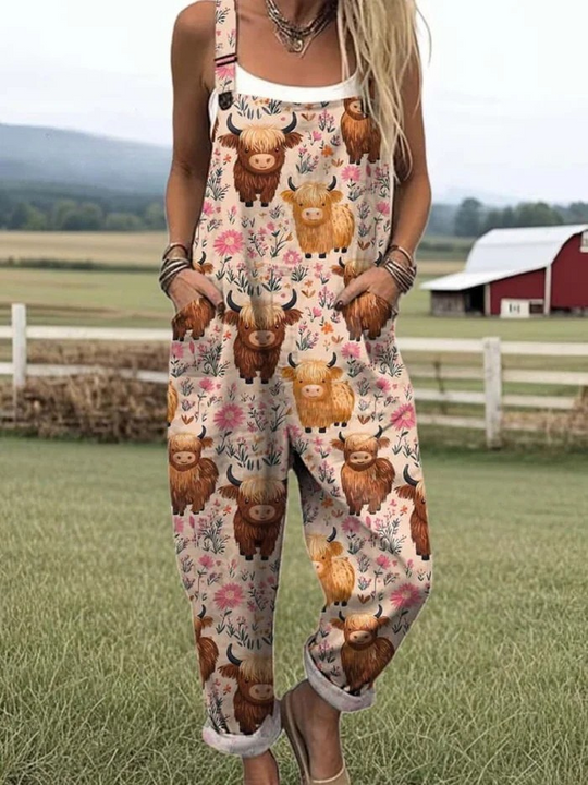 Savannah - Women's jumpsuit with flying bees embroidery pattern