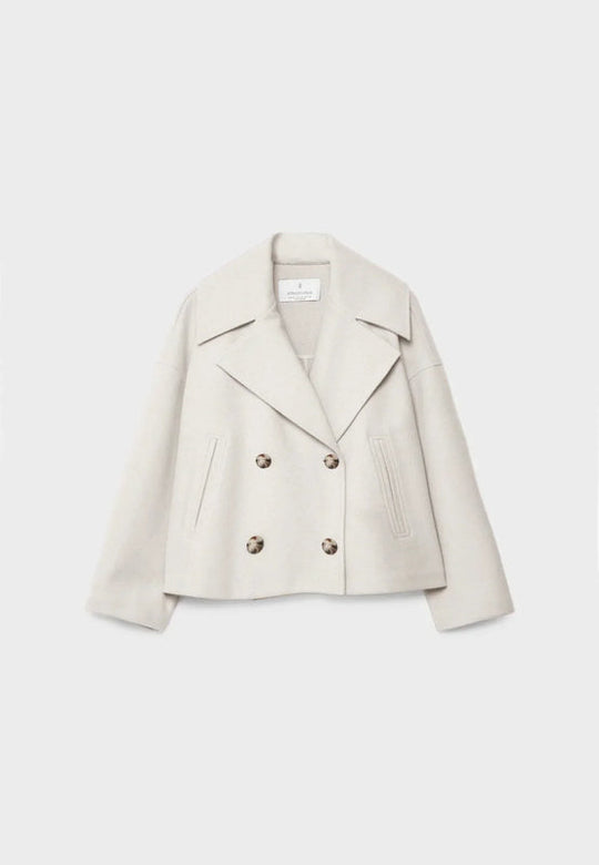 Wide Collar Lapel Short Jacket for Women | Double-Breasted