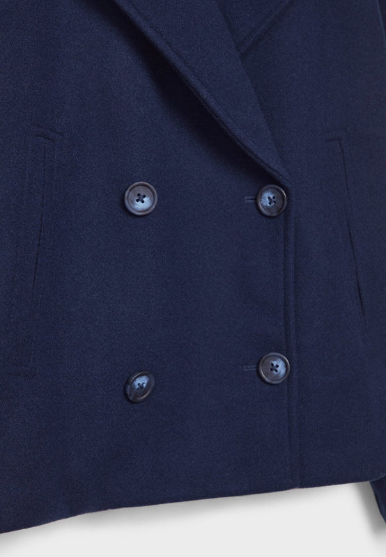 Wide Collar Lapel Short Jacket for Women | Double-Breasted