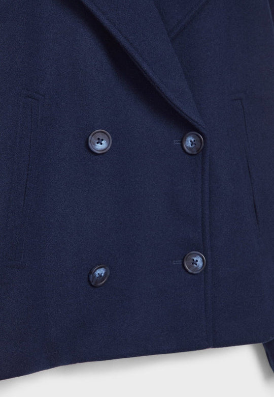 Wide Collar Lapel Short Jacket for Women | Double-Breasted