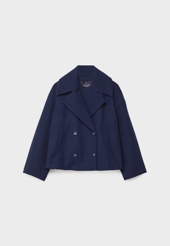 Wide Collar Lapel Short Jacket for Women | Double-Breasted
