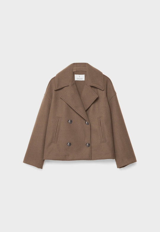 Wide Collar Lapel Short Jacket for Women | Double-Breasted