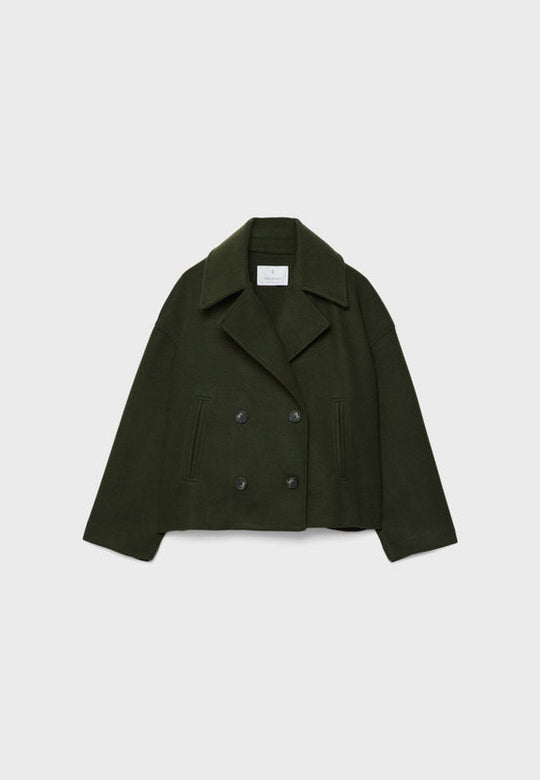 Wide Collar Lapel Short Jacket for Women | Double-Breasted