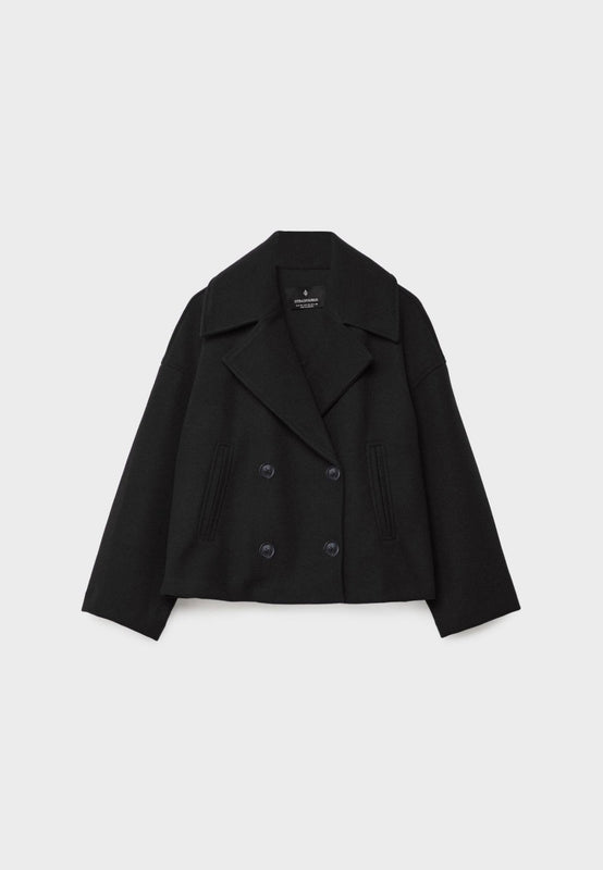 Wide Collar Lapel Short Jacket for Women | Double-Breasted