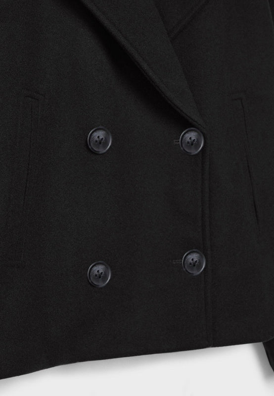 Wide Collar Lapel Short Jacket for Women | Double-Breasted