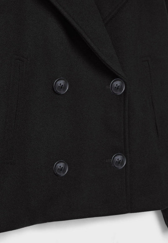 Wide Collar Lapel Short Jacket for Women | Double-Breasted