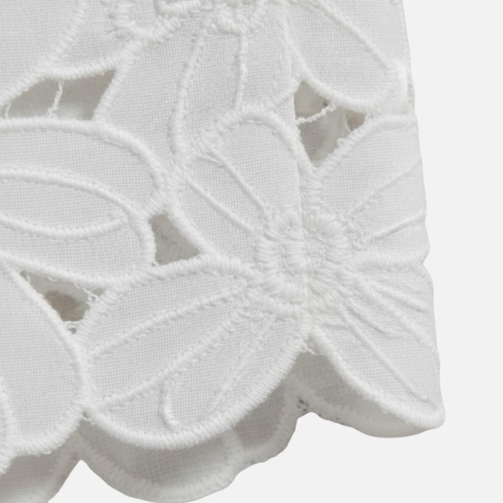 Women’s Cutout Embroidered Two-Piece Set with Scalloped Hem