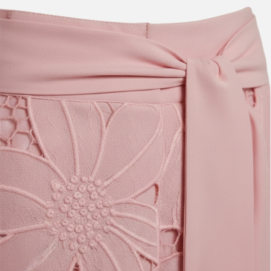 Women’s Cutout Embroidered Two-Piece Set with Scalloped Hem