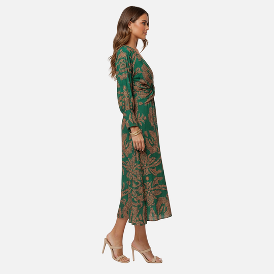 Boho V-Neck Maxi Summer Dress with Long Sleeves for Women