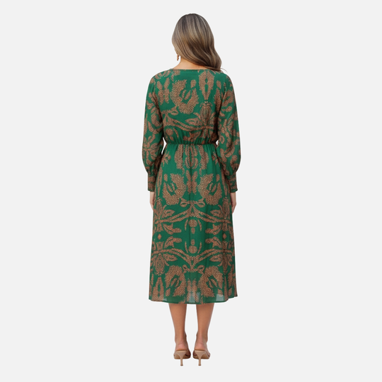 Boho V-Neck Maxi Summer Dress with Long Sleeves for Women