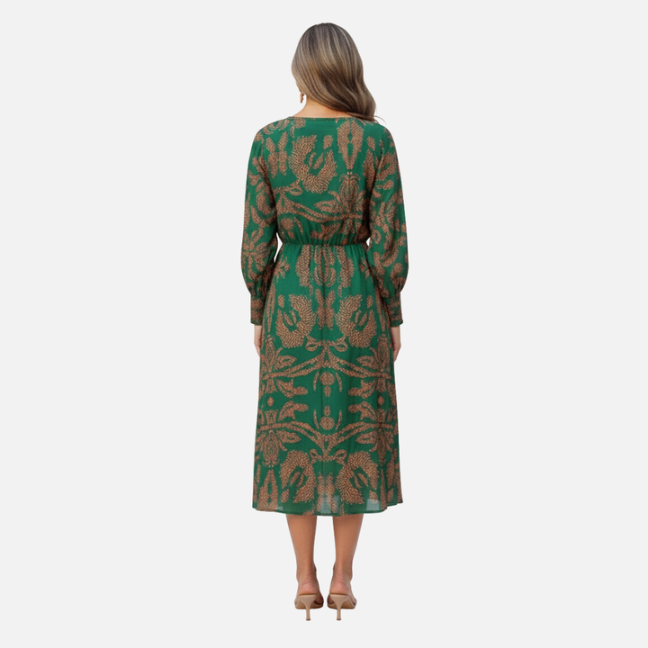 Boho V-Neck Maxi Summer Dress with Long Sleeves for Women