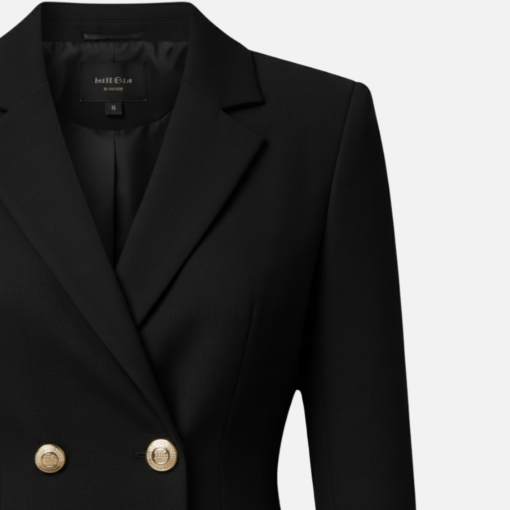 Women’s Structured Blazer Mini Dress with Gold-Tone Buttons