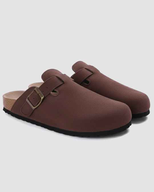 Women’s Suede Cork Slippers with Adjustable Straps
