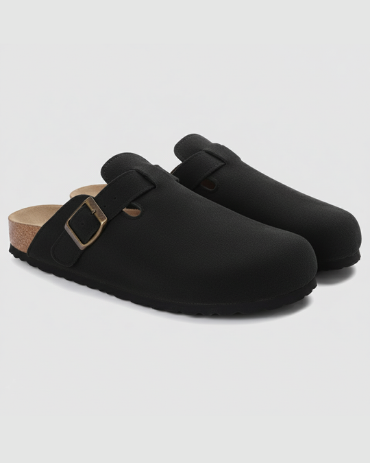 Women’s Suede Cork Slippers with Adjustable Straps
