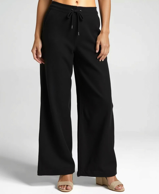 Women’s Linen Blend Loose Trousers with Elastic Waistband